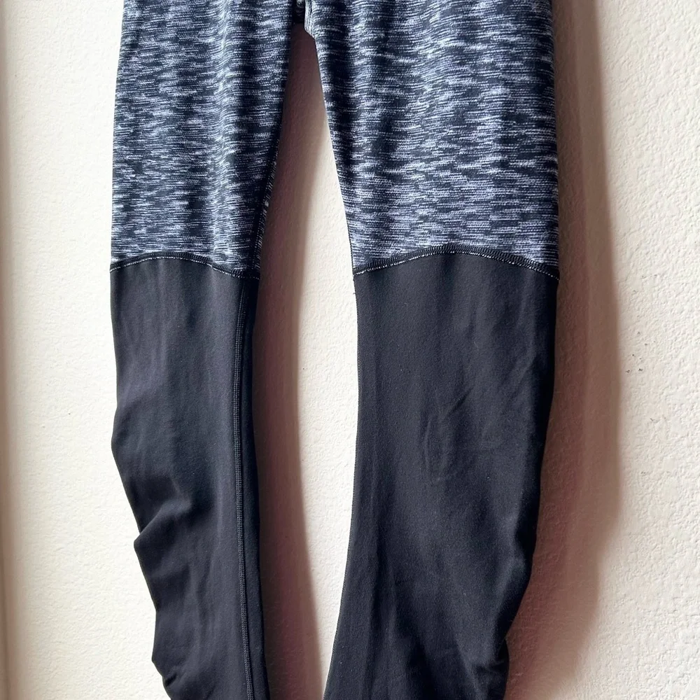 Lululemon Wunder Under Stirrup Leggings Dramatic Static White Black / Black Sz 6